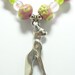 Egyptian Bast Necklace With Hand Crafted Lampwork Beads in Mauve and Lime Green with FREE Matching Earrings