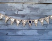 Mr & Mrs personalized burlap banner with your last name