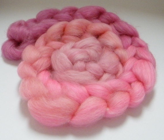 Wool Roving, Gradient Spinning Fiber - Candy Floss 100g