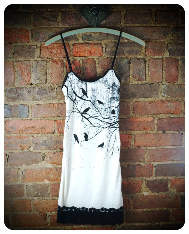 Long Tank - womens Tunic - Full Moon print- Silver - screenprint tank - women