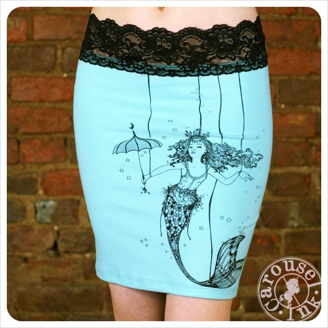 Mermaid Pencil Skirt - Turquoise skirt - MEDIUM mini skirt