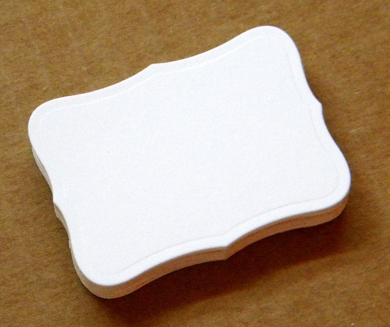 Bracket Cards - set of 25 3 1/8" x 2 1/4"  White - Handmade die cuts, tags, and paper crafting supplies by UniquesStashNStuff