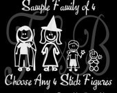 Pagan Family Stick Figure Auto Vinyl Decal - Choose 4