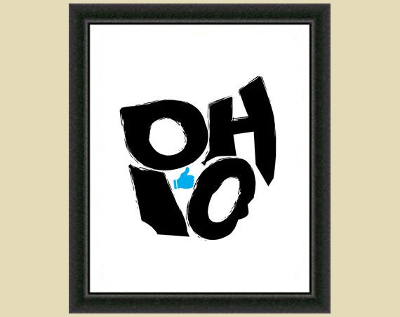 I Like Ohio State Typographical Map Art