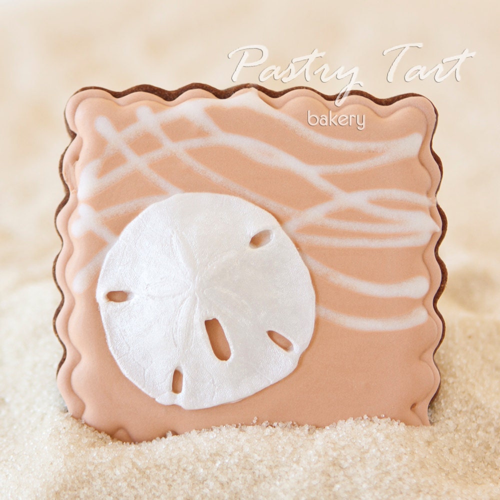 White Sand Dollar Beach Wedding Cookie Favors // 1 doz. // Bridal Shower Wedding Shower Ocean Sea