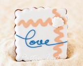 Square Beach Wedding Shower Love Forever Cookie Favors with Scallop // 1 doz. // Wedding Favors Beach // Bridal Shower Favors
