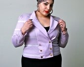1980's Purple & White Striped Jacket / Plus Size XL