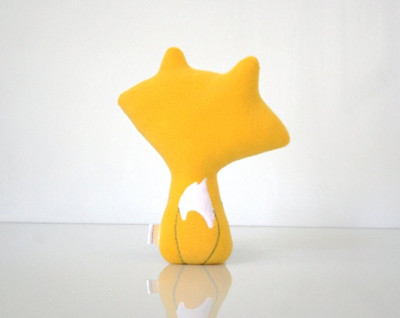 Fox Pillow - Fox Doll - Fox Toy - Fox Plush - Fox Softie (Yellow / Fleece)