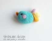 Little Peacock, Hand Felted Animal Brooch,Cute jewelry