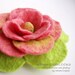 Luxuriouse Flower in pink and green tones, Felted Flower Brooch, Hand felted jewelry