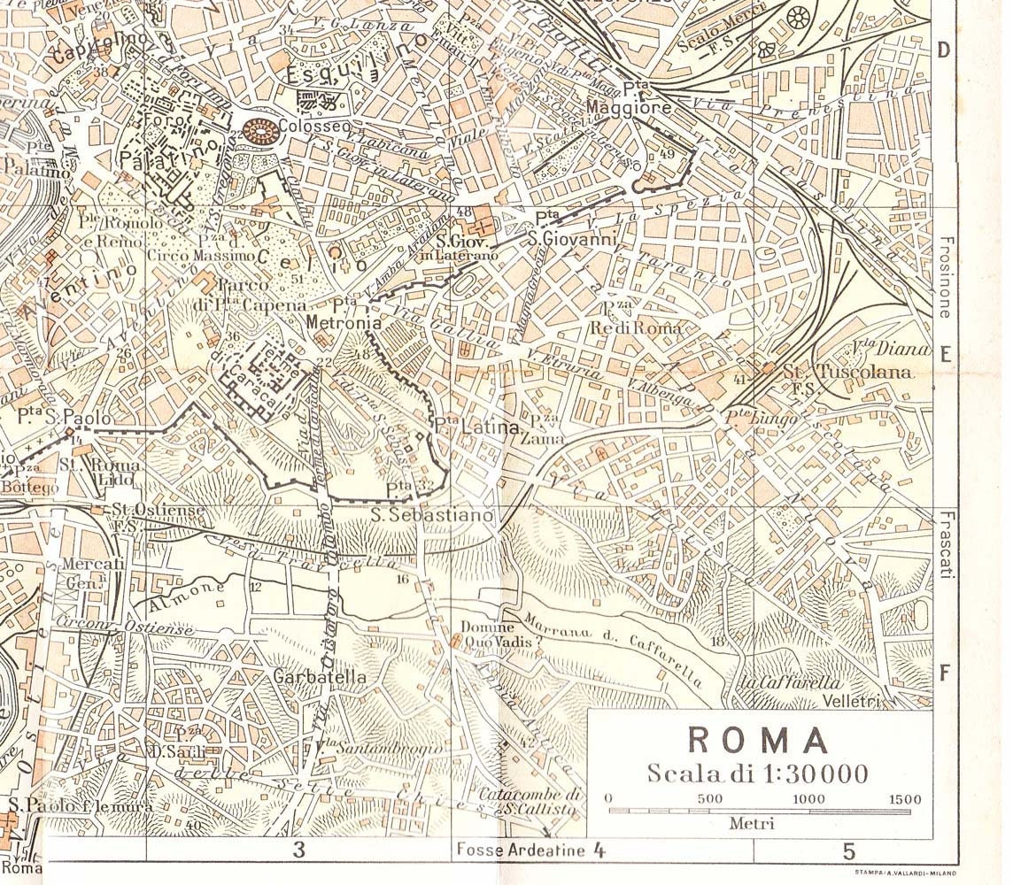 Rome City Plan 1949 Italian City Map