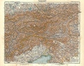 Eastern Alps Vintage Map Stieler 1912 Stieler  Home Decor