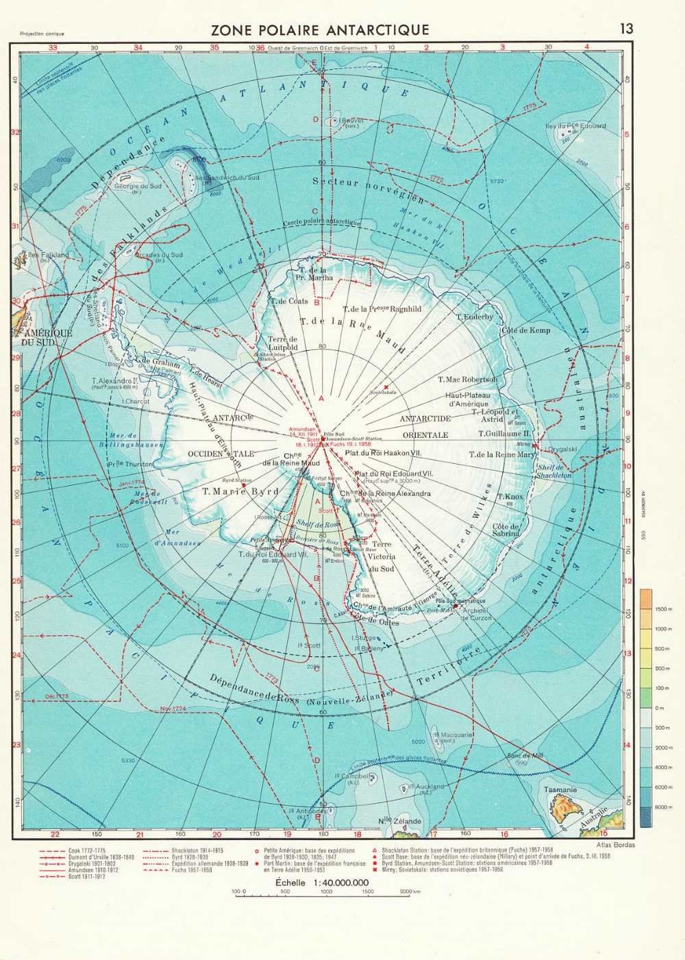 1950s Antarctica  Vintage  Map