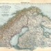 European Russia and Northern Scandinavia 1914 Vintage Map, Sweden, Norway