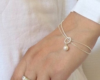 Swarovski Pearl Bracelet, Rustic Wedding Bracelet, Bridesmaids, bridal wedding thin bracelet