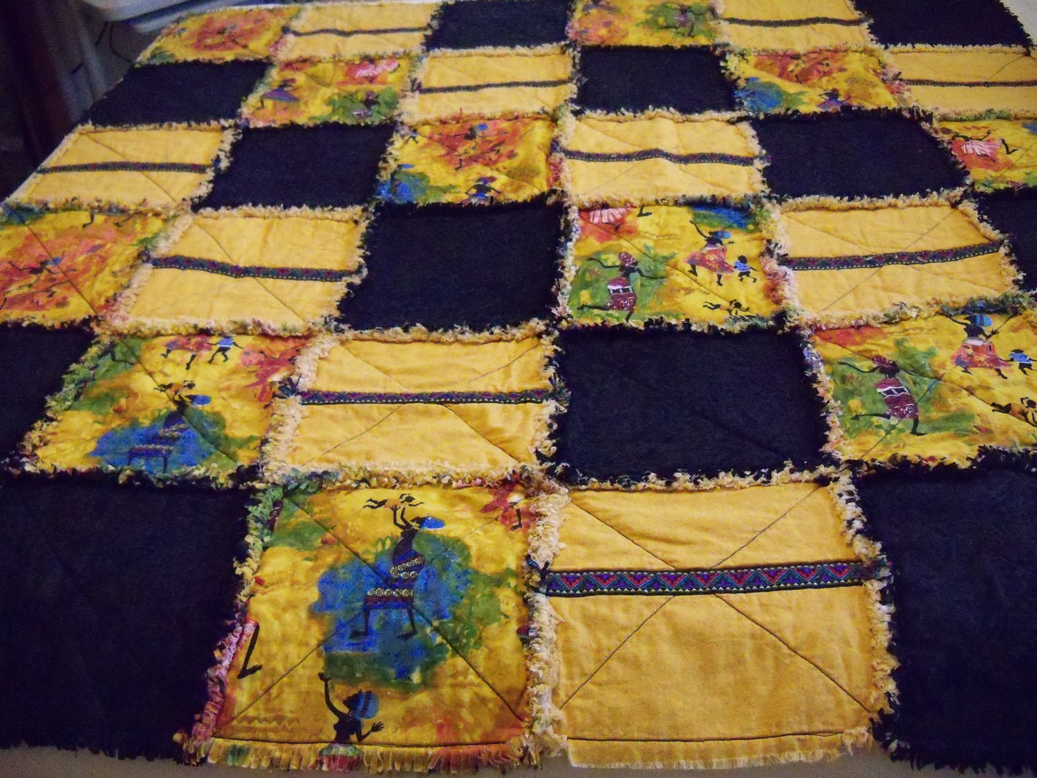 Rag Quilt Dance Jamaican African Colorful Lap Couch