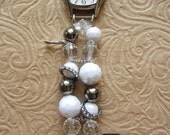 Interchangeable Bead Watch Band / White & Bling