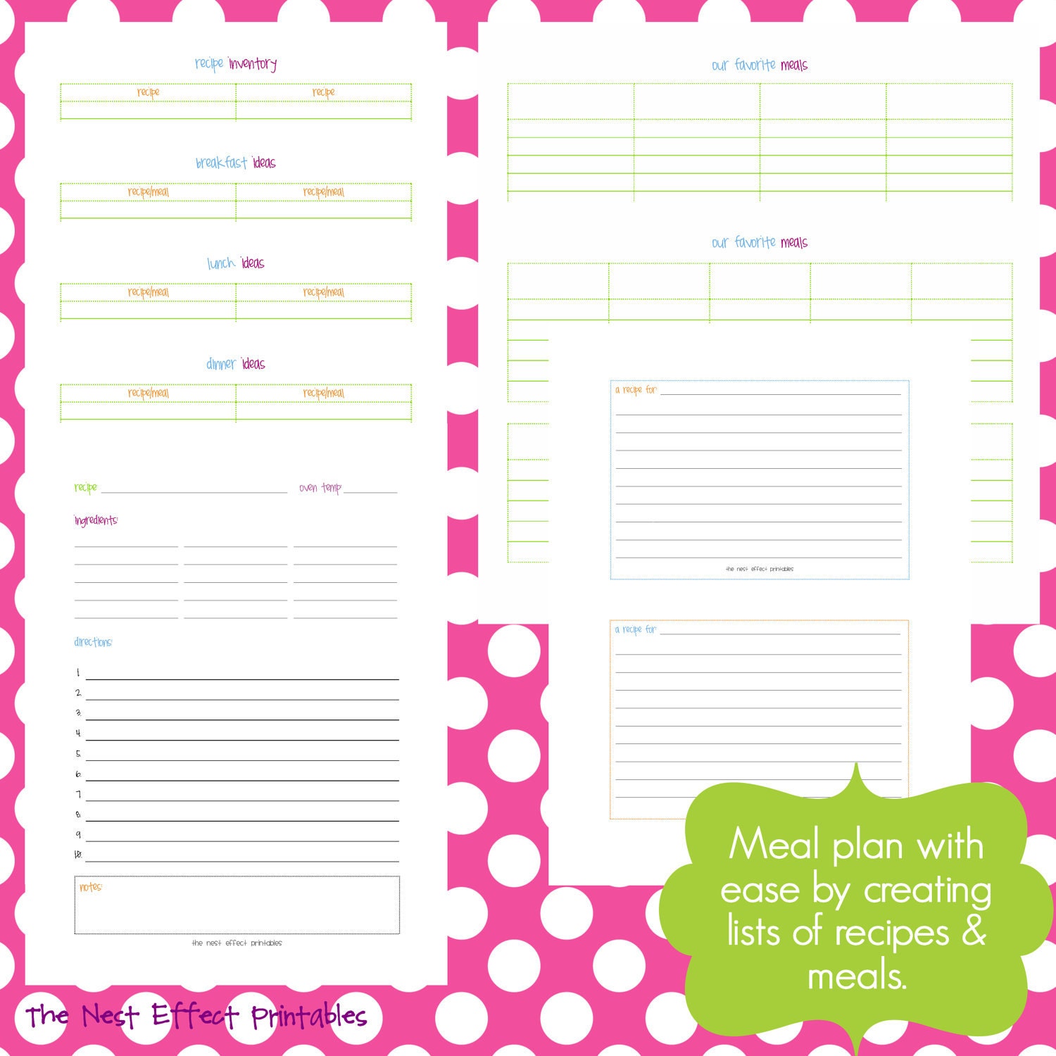 grocery & meal planning set - EDITABLE / FILLABLE - 20 documents