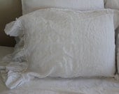 Linen Pillow Sham with Raw Edged Ruffle