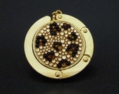 Leopard Bag hanger, purse hook, bag holder made with Swarovski flatback crystals - Gold
