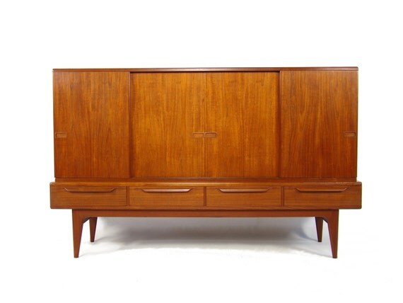 Mid Century Danish Teak Highboard Sideboard Storage 1960's Retro