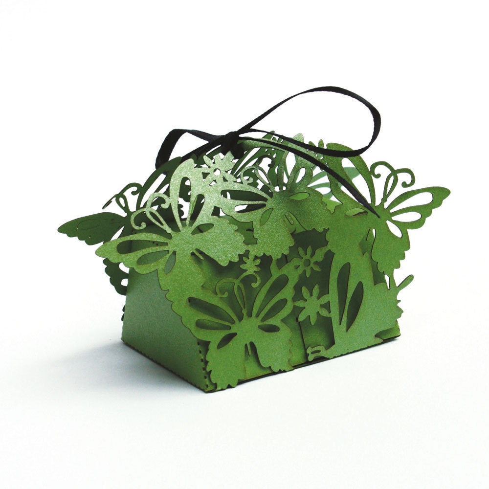 Whimsical laser cut favor box - "Butterflies" (Small)
