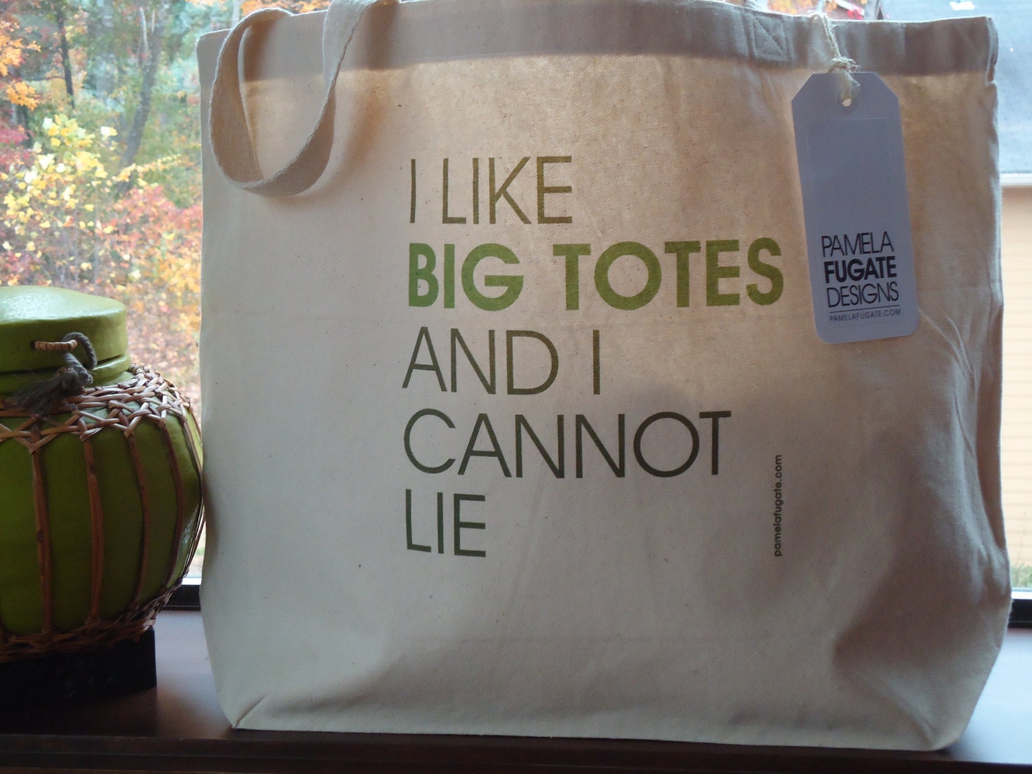 I Like Big Totes And I Cannot Lie - Custom Cotton Canvas Big Tote Bag - FREE SHIPPING