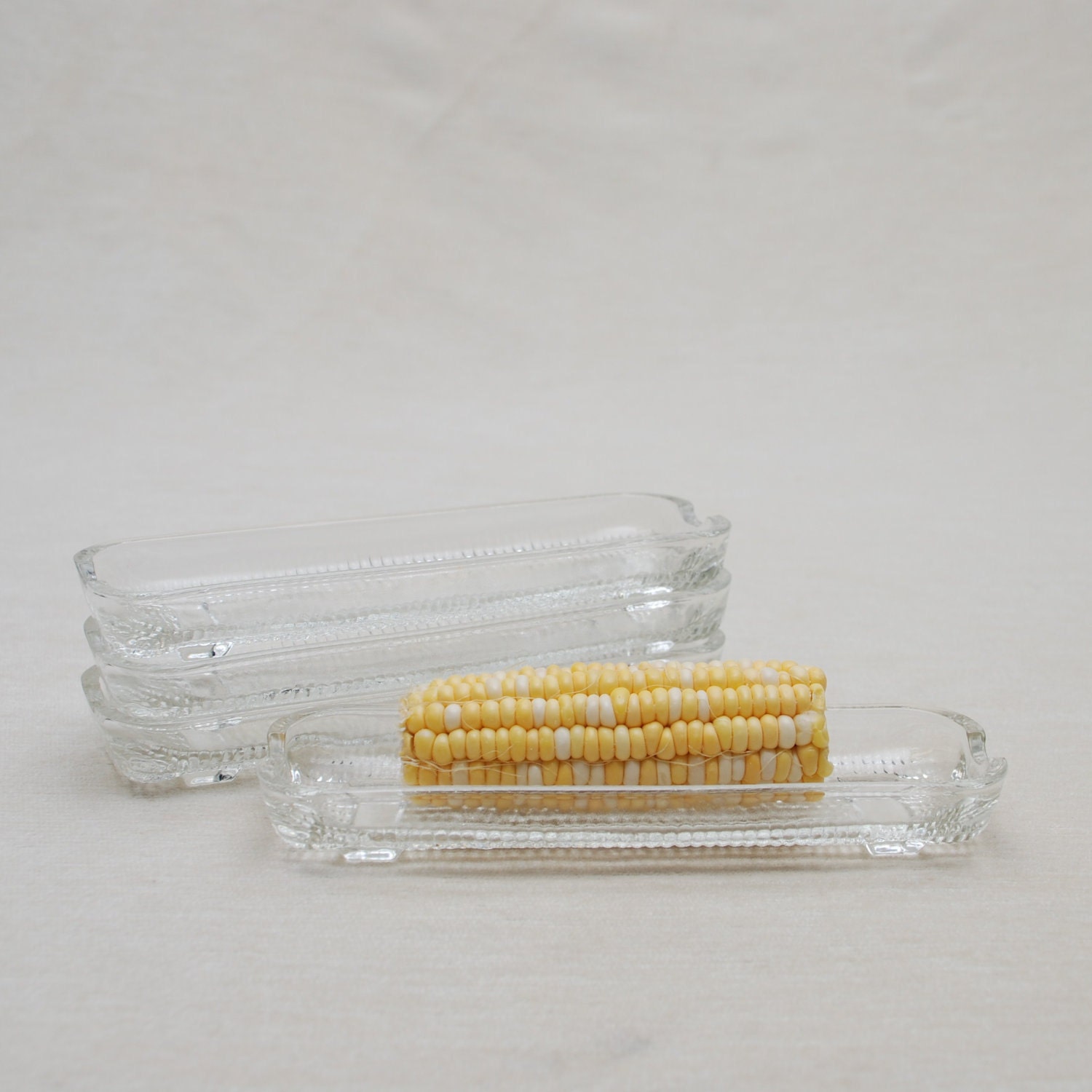 Corn On The Cob Glass Dishes Set of 4 by backalleyvintage on Etsy