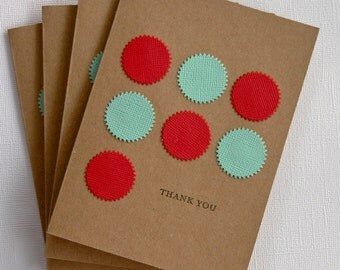 Thank You Cards with Red and Aqua Starbursts