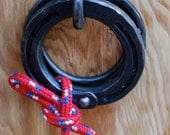 Horseshoe GATE door HANDLE, tie off, hitch ring, tie up, barn, shed, workshop, hardware (1), Made To Order