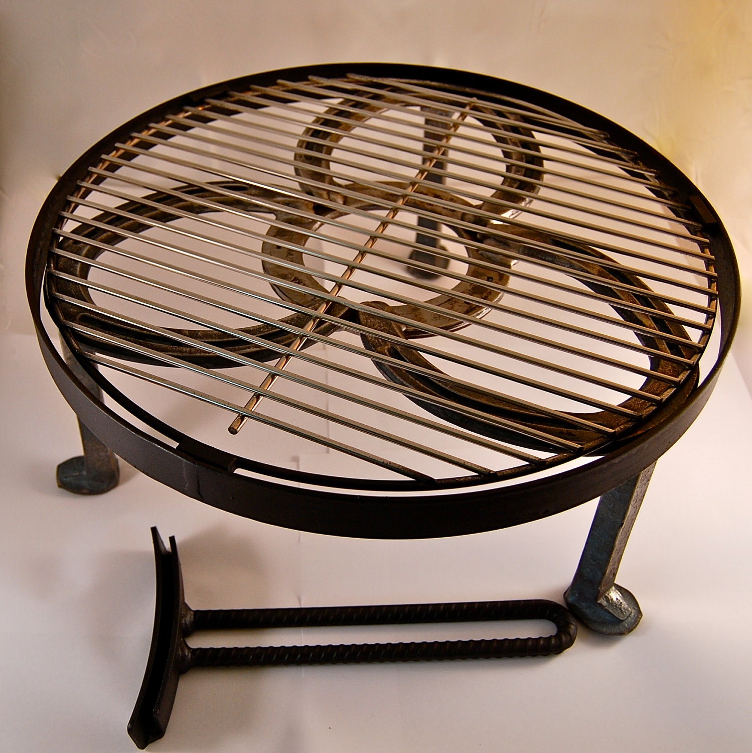 CAMPING grate Stand, Grill, handle set, Dutch Oven cooking, campfire, outdoors open fire pit, MADE to ORDER