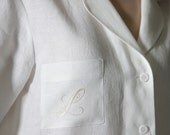 Just Classical Linen Pajama Shirt  for Woman with Embroidered Monogram
