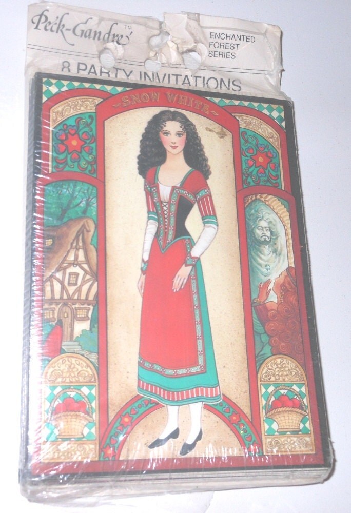 Vintage Snow White Come Celebrate Invite Cards From Enchanted Forest Series From 1990 Set Of 8 Cards