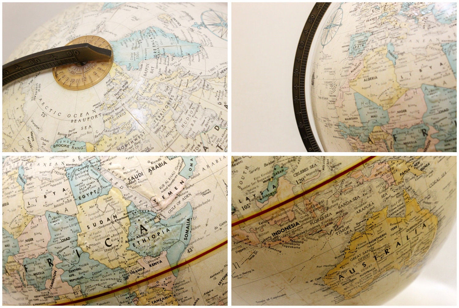 Vintage Globemaster 12 Inch Diameter Globe with Antique Brass Metal Base by Replogle, Inc