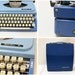 Vintage Royal Century Blue Painting Portable Typewriter with Cover // Made in Japan