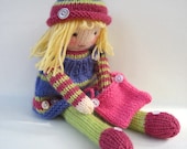 Betsy Button - knitted toy doll - INSTANT DOWNLOAD - PDF email knitting pattern - ePattern