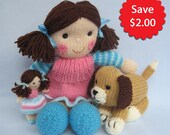 Puppy Love - Maisie and Muffin - 2 pattern deal - knitted toy doll and dog - INSTANT DOWNLOAD - PDF email knitting pattern - ePattern
