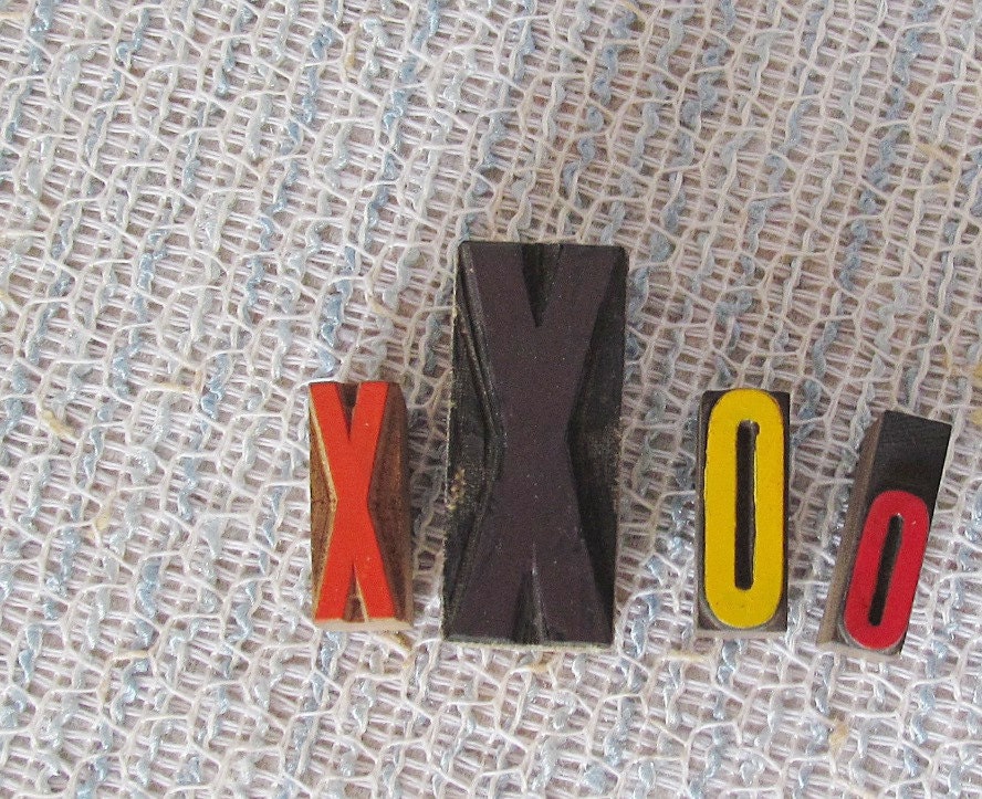 Vintage Letterpress Letters Printers Type Printing Block xxoo Hugs and Kisses