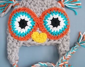 Baby Boy/Girl Crochet Owl Animal Beanie Hat SIZE NEWBORN-12 MONTHS