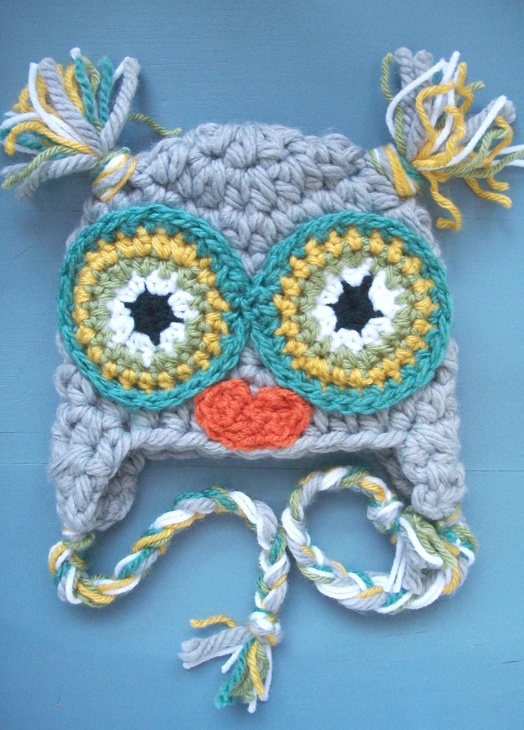 Crochet Baby Boy Owl Beanie Hat Infant Child Size Newborn - 12 Months