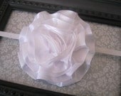 Satin Ribbon Flower Clip-White-FREE SHIPPING