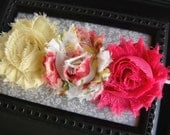 FREE SHIPPING - Shabby Chic Newborn Headband-Baby Headband-Toddler-Infant-Adult-Photo Prop- Headband- Shabby Flowers Headband on Elastic