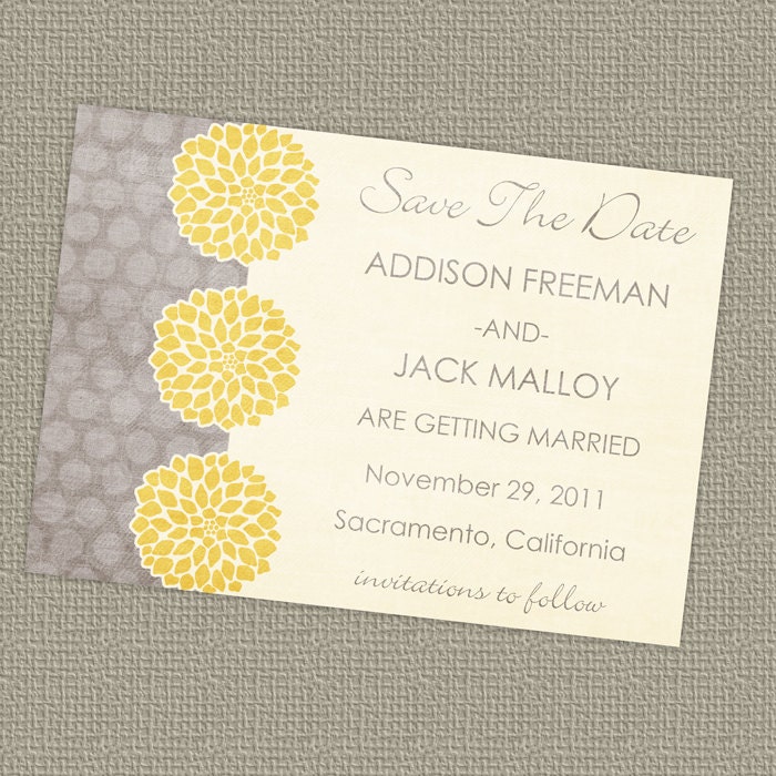 Save the date with flowers, printable, digital file