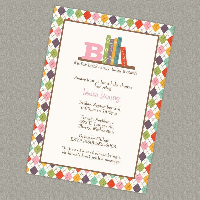 Book Baby Shower Invitation, in lieu of a card please bring a children ...
