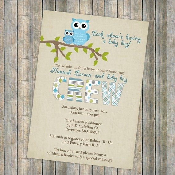 owl baby shower invitations, baby shower invitation with owls, Digital, Printable file (any colors)