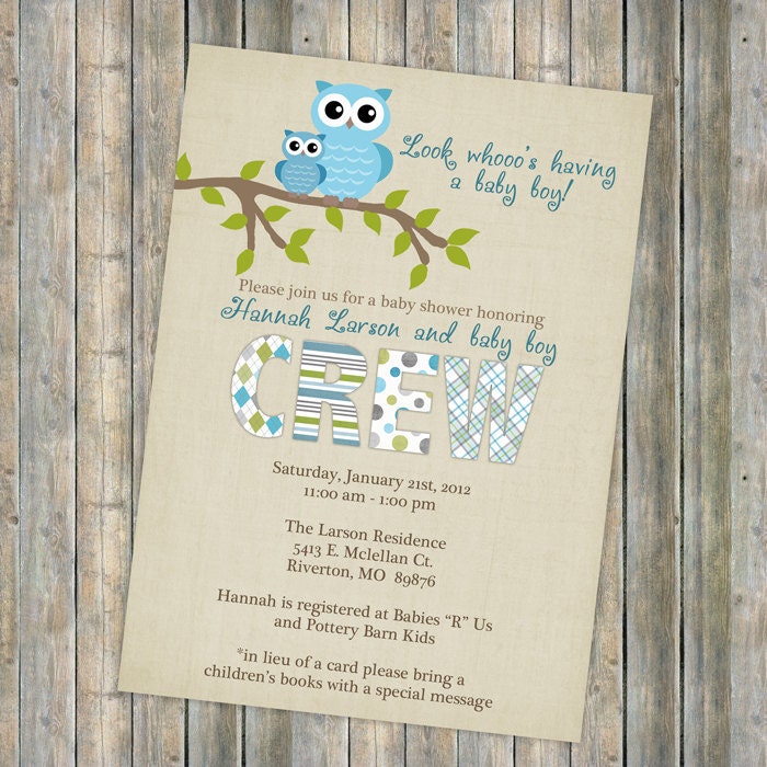 owl baby shower invitations, baby shower invitation with owls, Digital, Printable file (any colors)