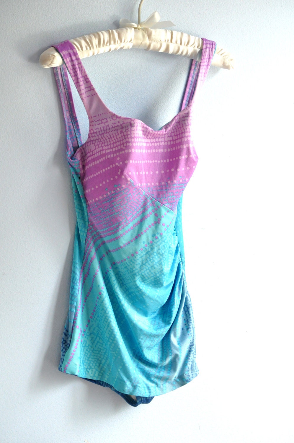 60s Sirena swimsuit / turquoise and pink "pool party" vintage bathing suit - SVFinerie