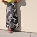 Vintage maxi skirt in black and white floral pattern / a line / 60s or 70s