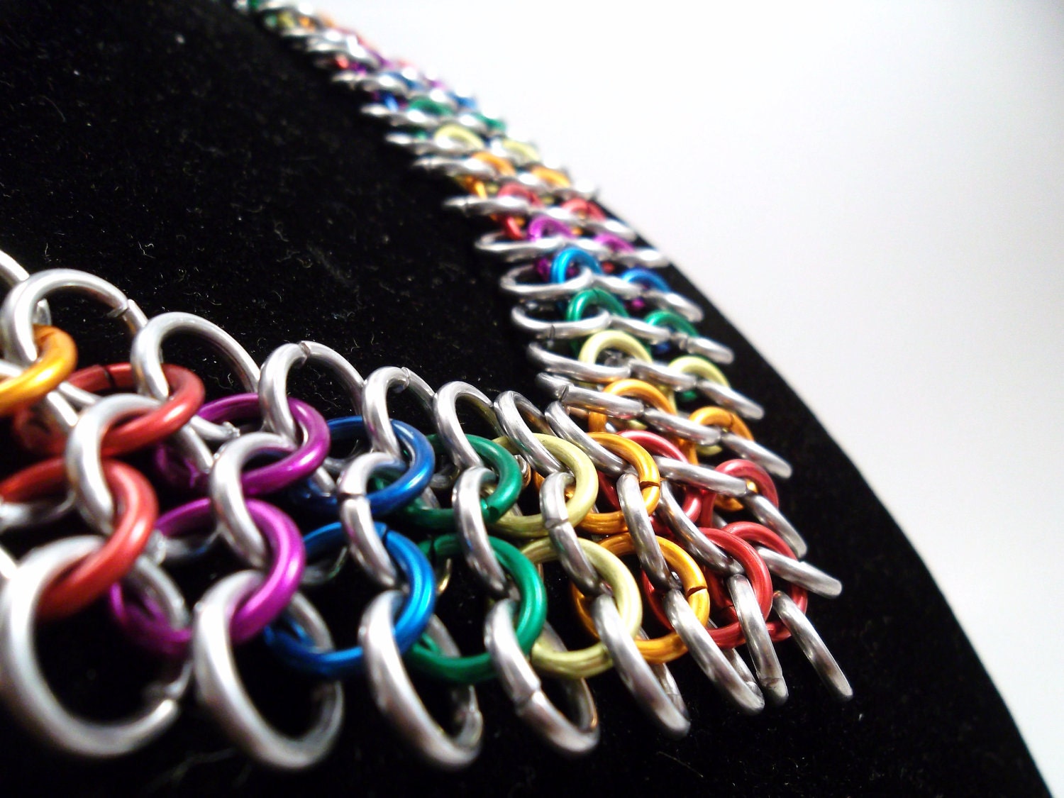Rainbow Chainmail Chevron Necklace