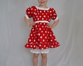 Minnie Mouse Dress or Costume Red and White with White Bloomers Available In Pink and White Also
